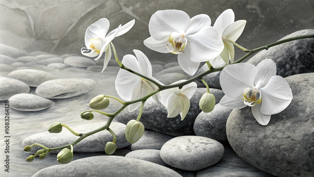 Fototapeta premium zen stones and flower