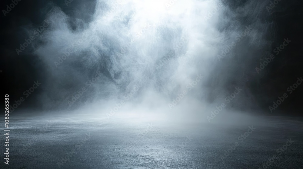Fototapeta premium Ethereal Mist with Soft Lighting Illuminating a Dark Surface Creating a Mysterious and Atmospheric Background for Creative Projects and Photography