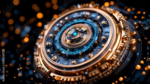 Wallpaper Mural Futuristic Technology Design Abstract Gear Mechanism with Glowing Blue Core Torontodigital.ca