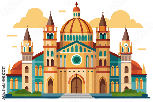 Historic Cathedral | isolated vector illustration on white background