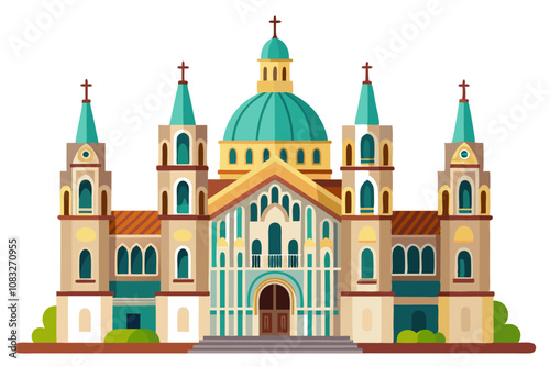 Historic Cathedral | isolated vector illustration on white background