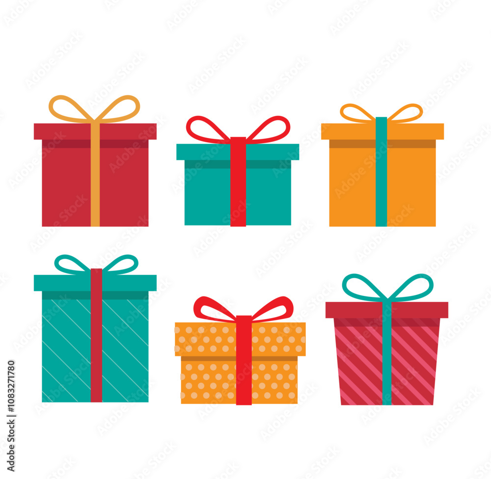 Fototapeta premium Gift set in vector flat design illustration