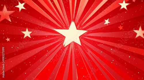 Bright red starburst pattern with white star on a festive background creating an energetic vibe photo