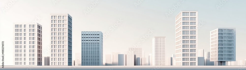 Obraz premium Modern city skyline featuring various architectural styles.