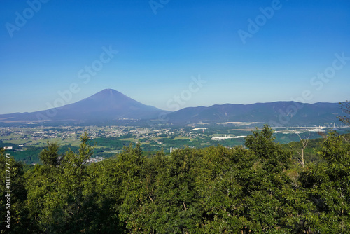 Obraz na płótnie 青空にそびえる富士山と豊かな自然 w salonie