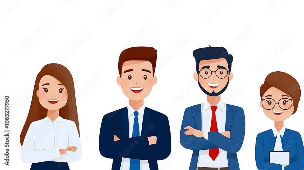 Fototapeta premium Team collaboration event office animated characters professional environment group viewpoint workplace dynamics