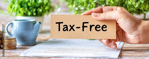 Tax free concept.A hand holds a 