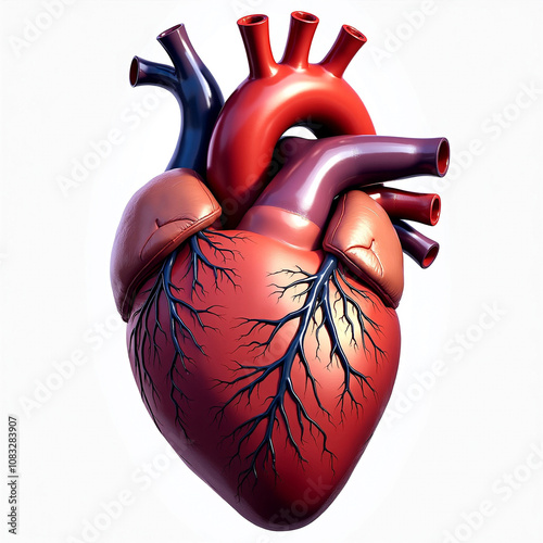Realistic Human Heart on White Background – Medical and Artistic Representation