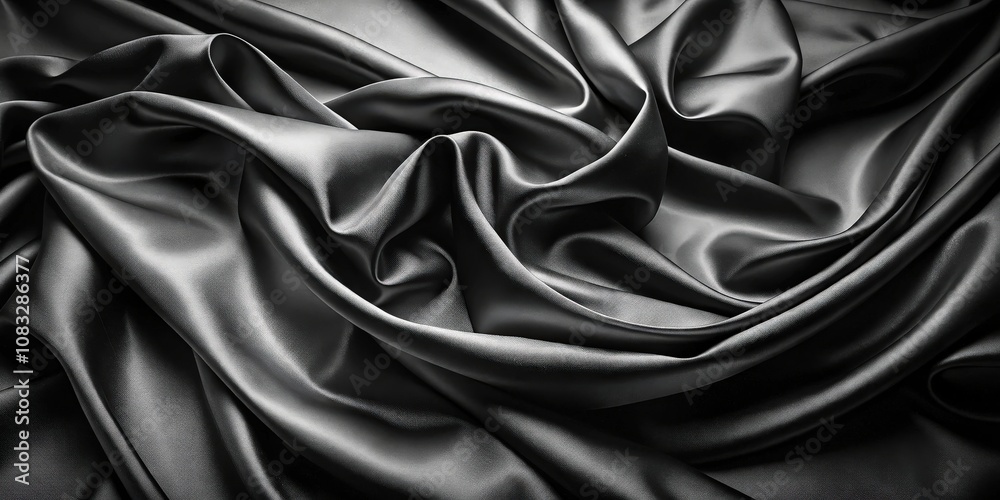 Fototapeta premium The soft, flowing folds of luxurious satin fabric create a captivating, abstract composition, evoking a sense of elegance and refinement.