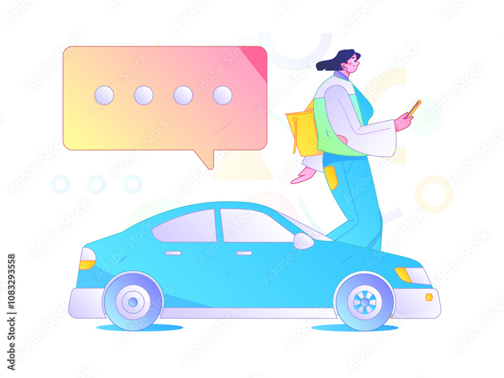 Naklejka premium Flat vector concept operation hand drawn illustration of people taking a taxi 
