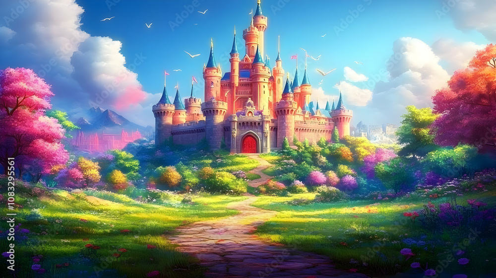 custom made wallpaper toronto digitalFantasy Castle Illustration