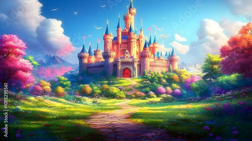 Wallpaper Mural Fantasy Castle Illustration Torontodigital.ca