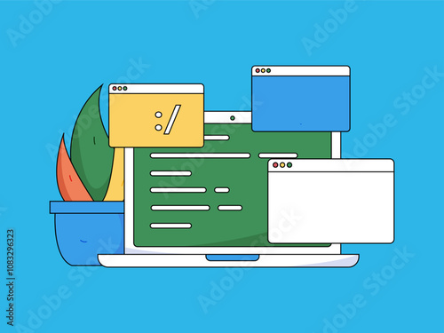 Programming teaching development flat character vector concept operation hand drawn illustration
