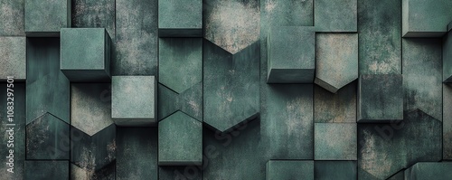 Modern Geometric Shapes in Green and Gray
