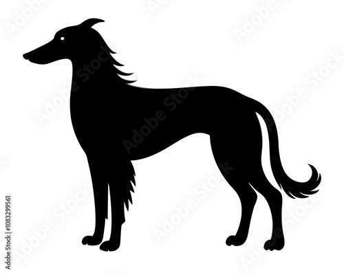 Wolfhound vector silhouette black on a white background