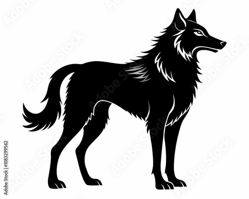 Wolfhound vector silhouette black on a white background