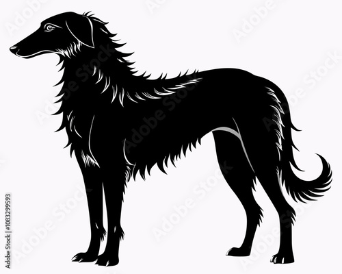 Wolfhound vector silhouette black on a white background