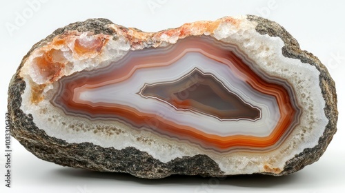 Unique Agate Stone with Layered Patterns and Colors photo