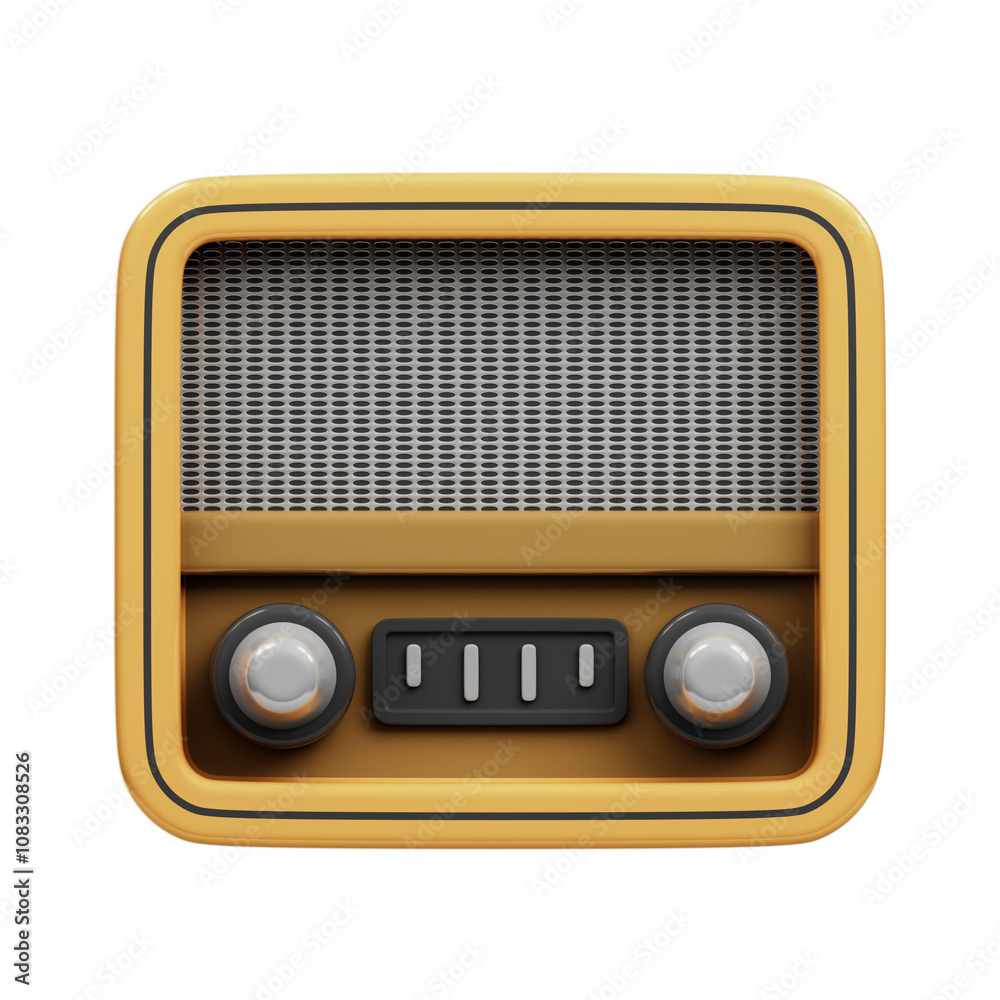 Fototapeta premium Retro Radio 3D Illustration Isolated Transparent Background