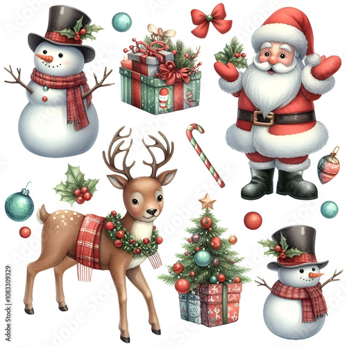 Set of christmas party elements