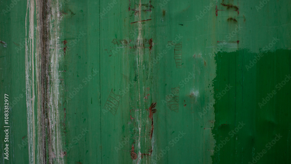 Fototapeta premium Textured Green Metal Surface with Rust and Weathered Marks