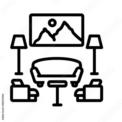 Vector black line icon for Lobby