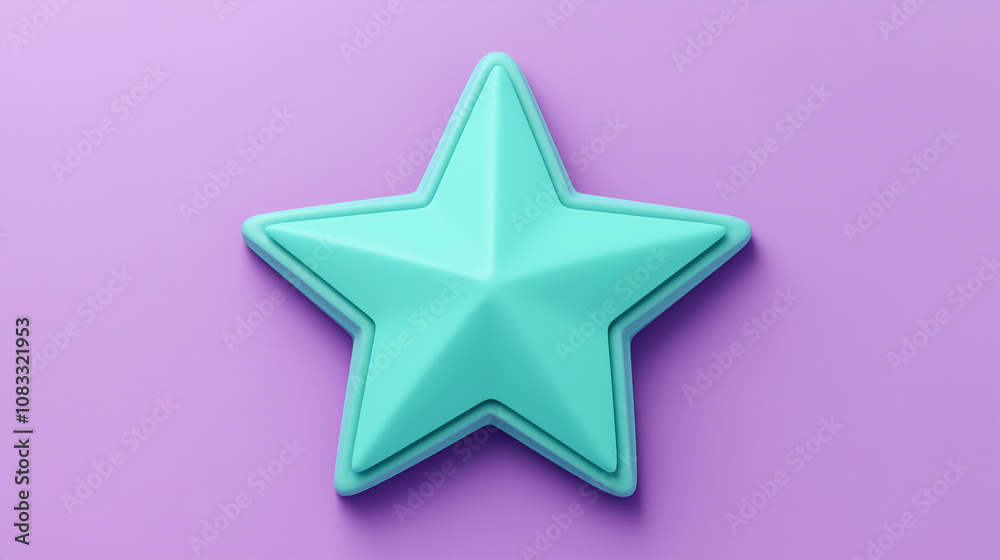 Obraz premium Turquoise layered star shining on purple background