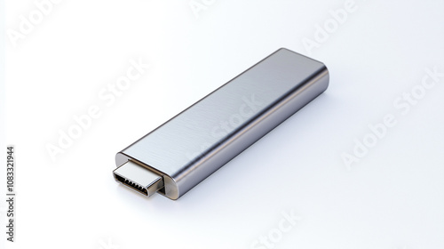 Modern hdmi dongle lying on white background photo