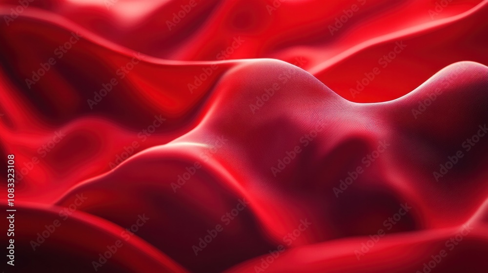Obraz premium Abstract red background with flowing wave patterns.