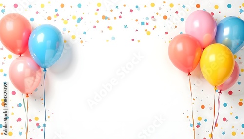 Colorful Balloons and Confetti Celebration Background