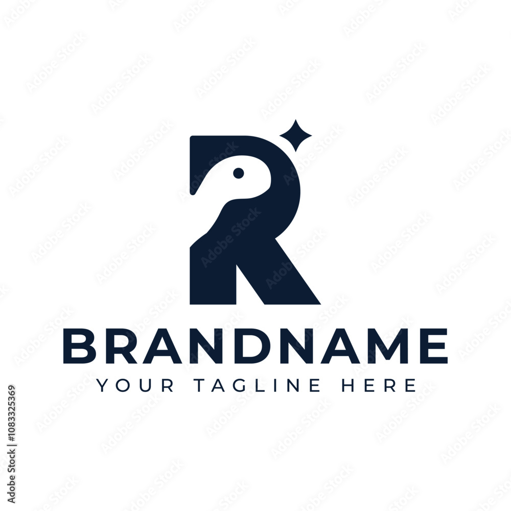 Fototapeta premium Letter R Dinosaurs Logo, symbolizing strength, adventure, and timelessness