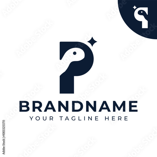 Letter P or Q Dinosaurs Logo,  symbolizing strength, adventure, and timelessness