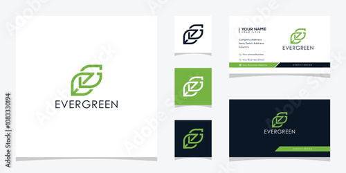 Letter E evergreen logo design, business card vector template