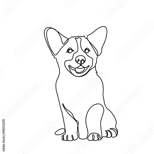 Animals pet dog continuous single line art drawing. Dog minimal art style. Dog continuous line art illustration.	