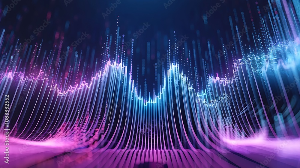 Naklejka premium Sound Spectrum Visualization with Neon Waves