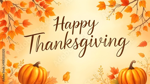 fall themed background with text saying happy thanksgiving
