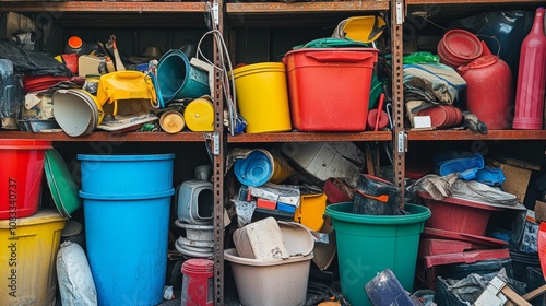 Junk filled corner of storage garage