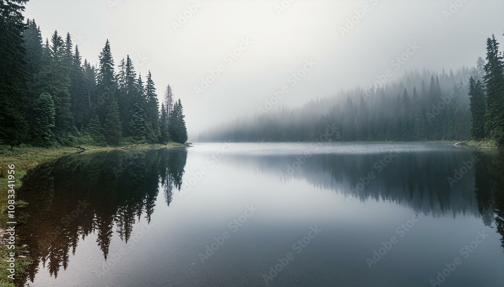 Fototapeta premium Mysty lake in the foggy woods