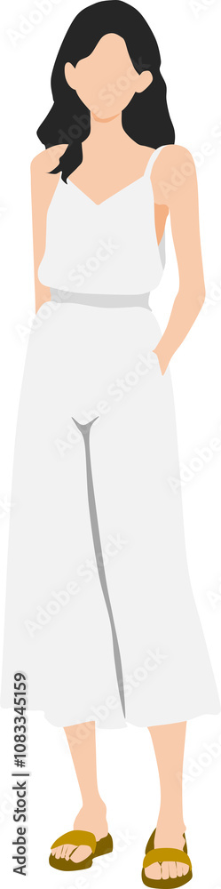 Fototapeta premium 夏服を着た女性のイラスト