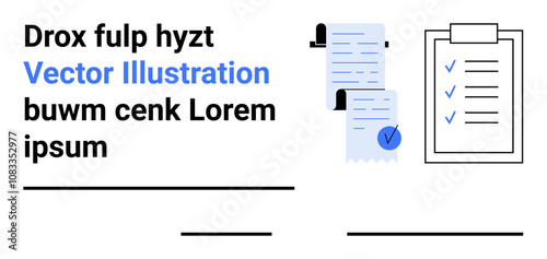 Two documents with checkmarks, and a clipboard with checkmarks. Ideal for productivity apps, project management tools, educational content, professional reports, business presentations, task