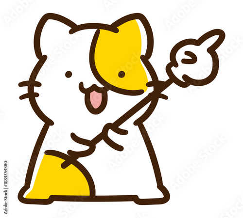 指差し棒を抱えるかわいいねこのキャラクターのデフォルメイラスト