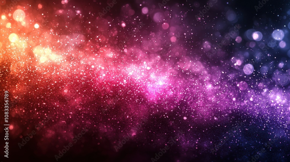 Fototapeta premium Vibrant cosmic background with colorful bokeh effects shining in a dark sky at night creating a magical atmosphere