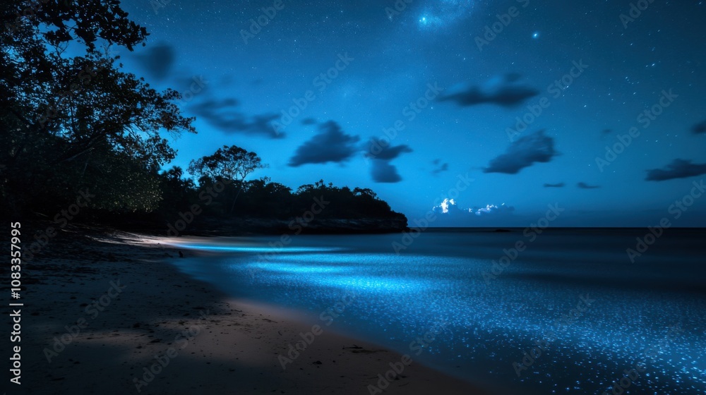 Fototapeta premium The serene beauty of the bioluminescent bay in Fajardo, Puerto Rico, Coastal scene