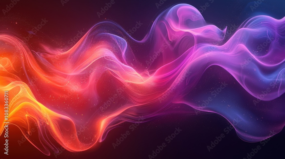 Obraz premium Colorful abstract waves of light flowing through a dark space, creating a vibrant atmosphere and dynamic movement in the background