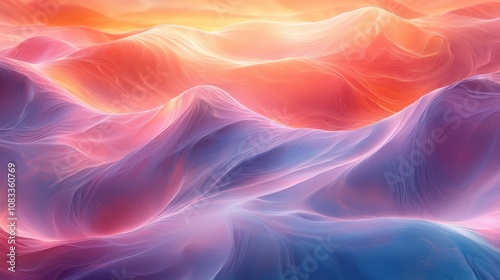 Wallpaper Mural Vibrant abstract landscape with flowing waves of color at sunset, creating a serene and dream-like atmosphere Torontodigital.ca