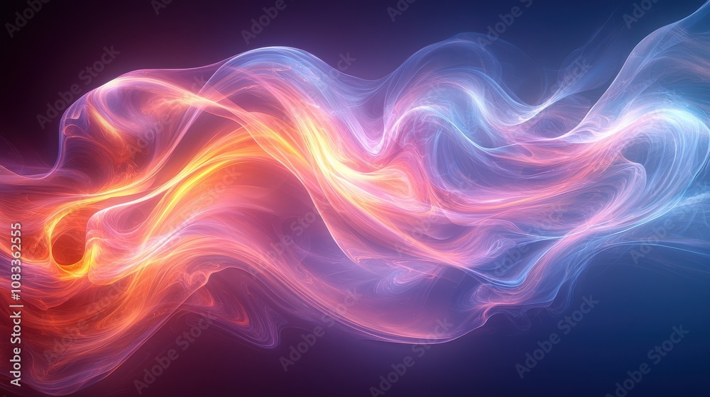 Obraz premium Elegant swirls of colorful light create a mesmerizing abstract design suitable for digital backgrounds or artistic projects
