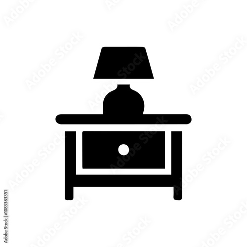 Simple Vector Icon of a nightstand – Logo Design Illustration