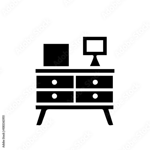 Simple Vector Icon of a bedside table – Logo Design Illustration
