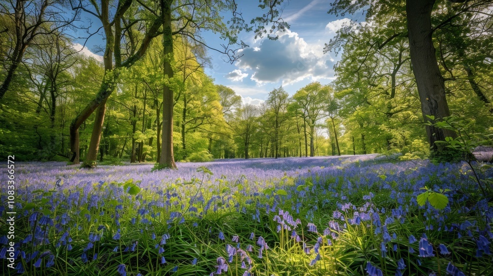 Naklejka premium Bluebell Carpet in English Woodland Spring Scene