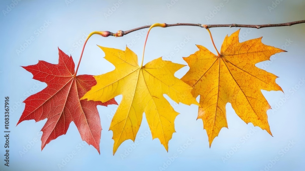 Obraz premium Falling autumn maple leaves natural background Colorful foliage
